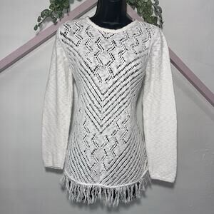 Boho top Crochet Long Sleeve White Size S Bohemian Layers Hippie Western Chic